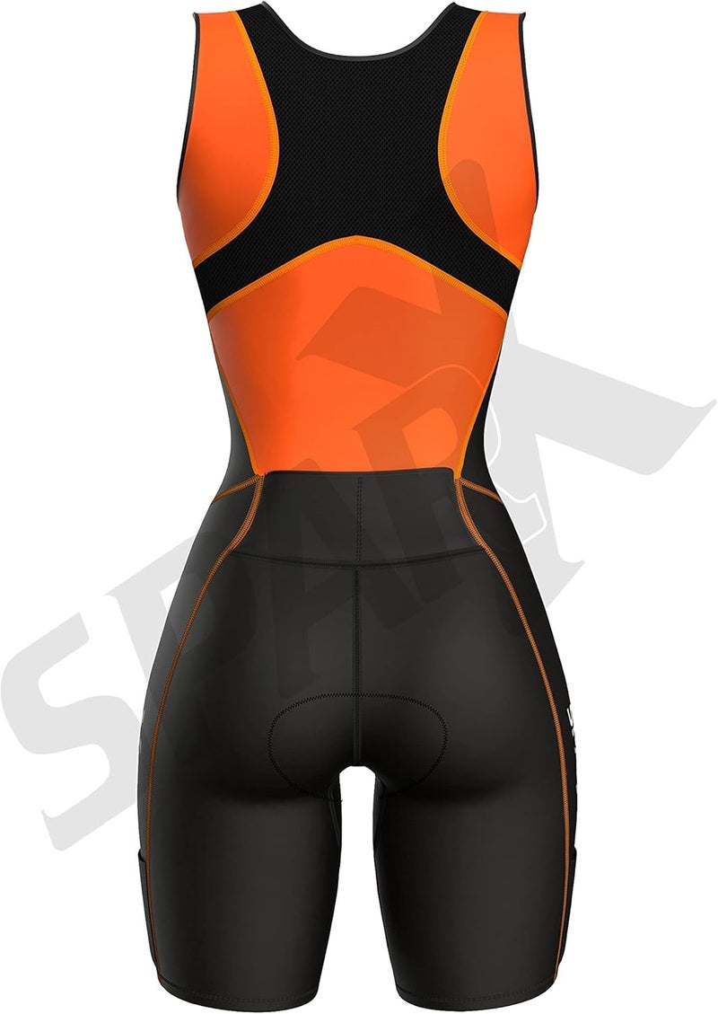 sparx Women Triathlon Suit Tri Short Racing Cycling Swim Run (Small, Neon Orange) - Image 3